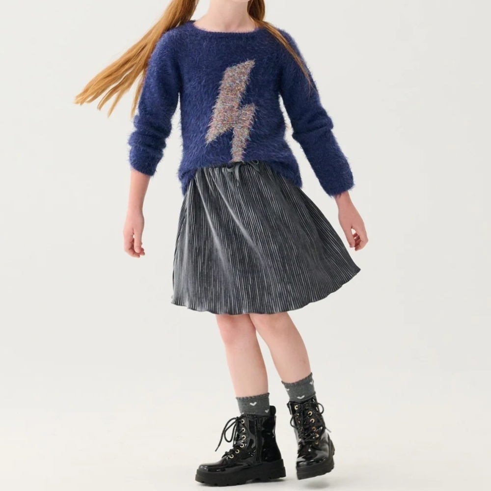 Hatley Fuzzy Blue Sweater with Lightning Bolt